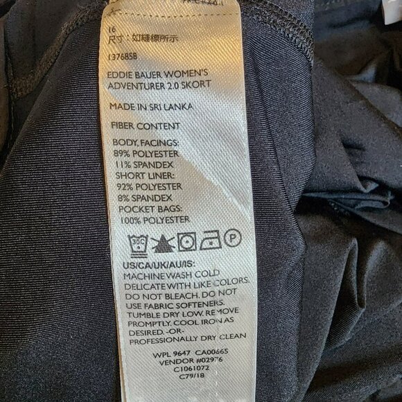 Eddie Bauer Women’s 16 Black Adventurer 2.0 Skort Pockets Outdoor Hiking EUC - Picture 7 of 7
